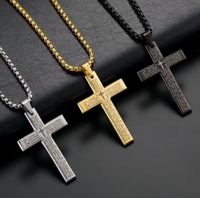 Collier Croix Gravée